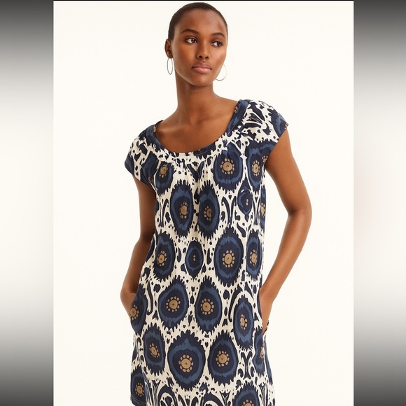 J.crew ethnic ikat print lined cotton dress with pockets - Picture 1 of 4